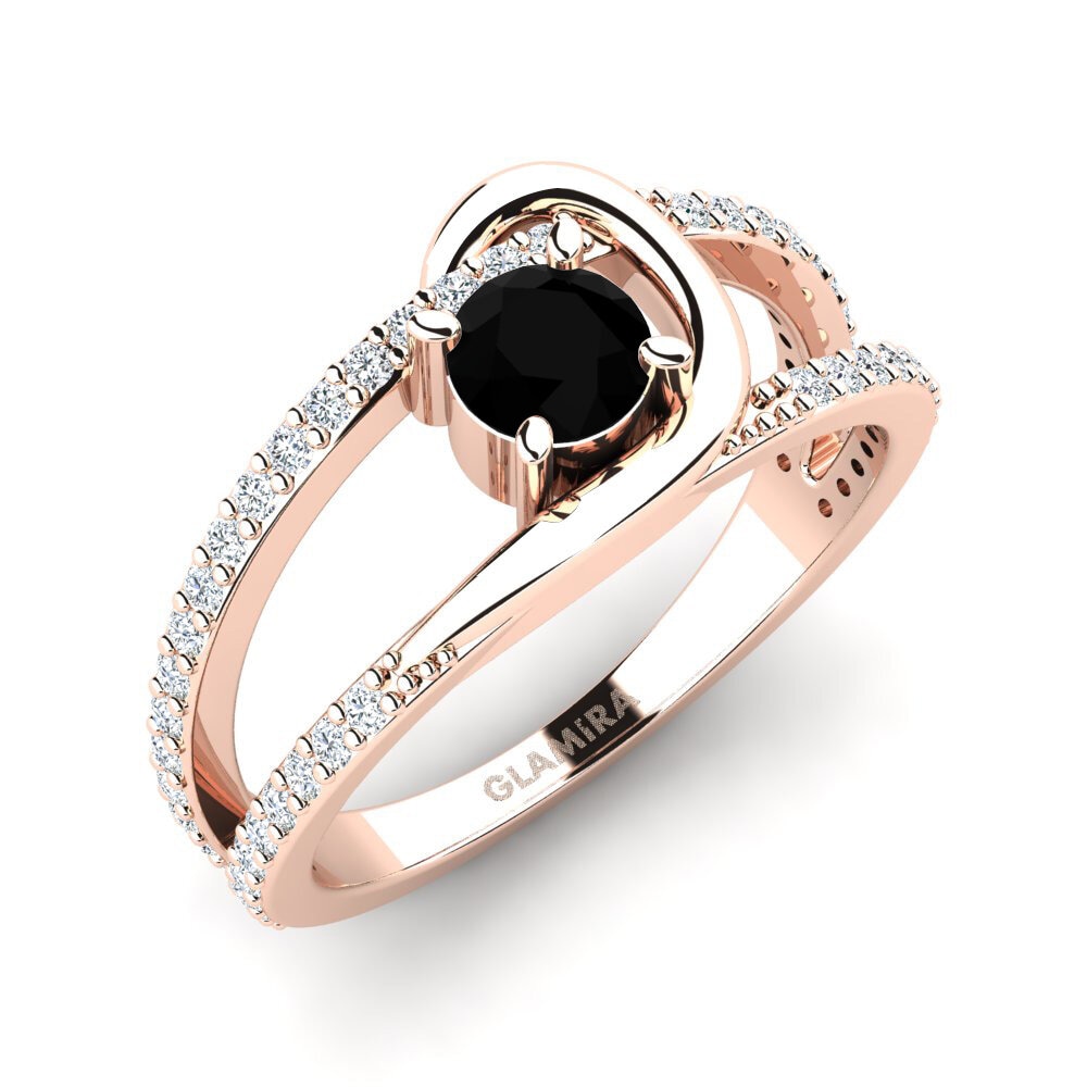 Oro Rosso 585 Diamante Nero Anello da donna Nealim
