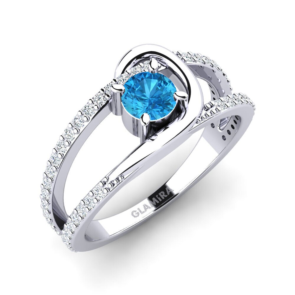 Round Blue Topaz Women's Ring Nealim