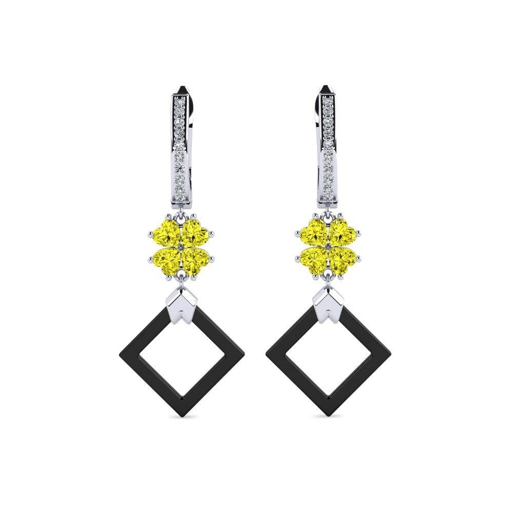 14ct White Gold Yellow Diamond Women's Earring Nebraska