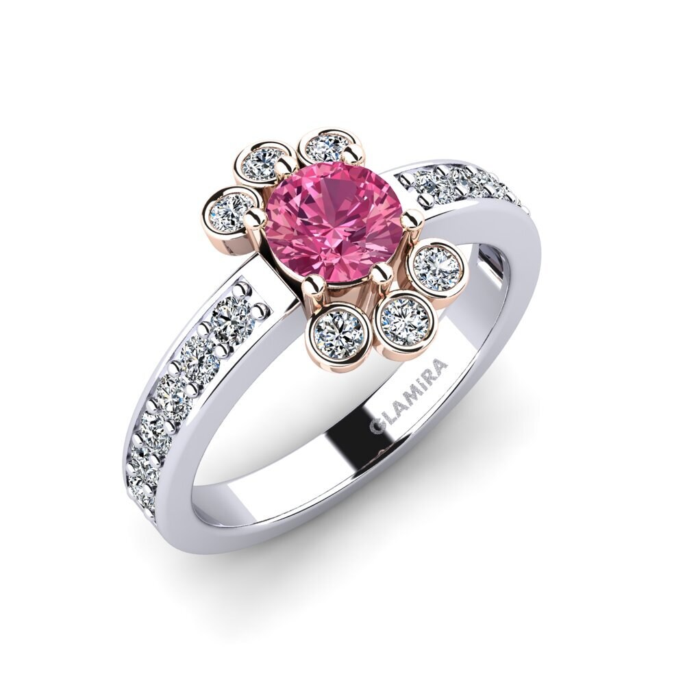 14ct White & Rose Gold Pink Tourmaline Engagement Ring Nebusa