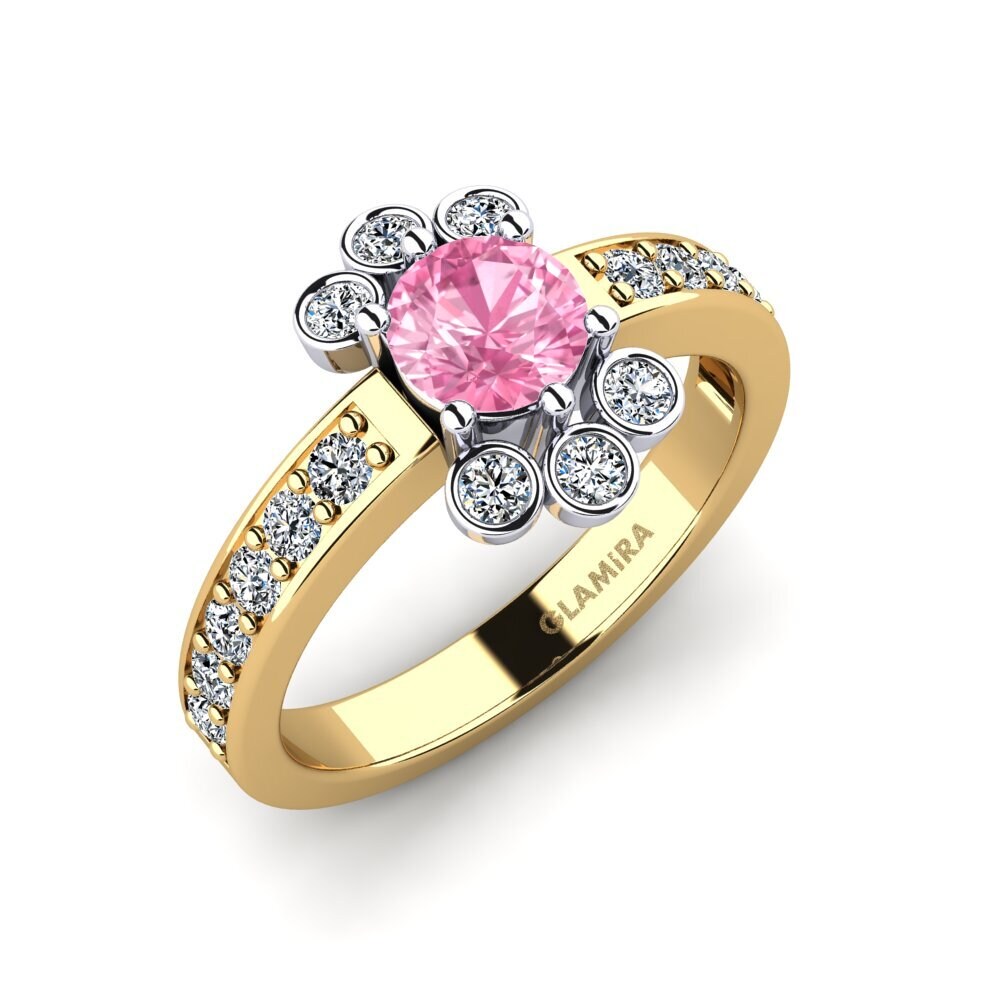 14ct Yellow & White Gold Pink Sapphire Engagement Ring Nebusa