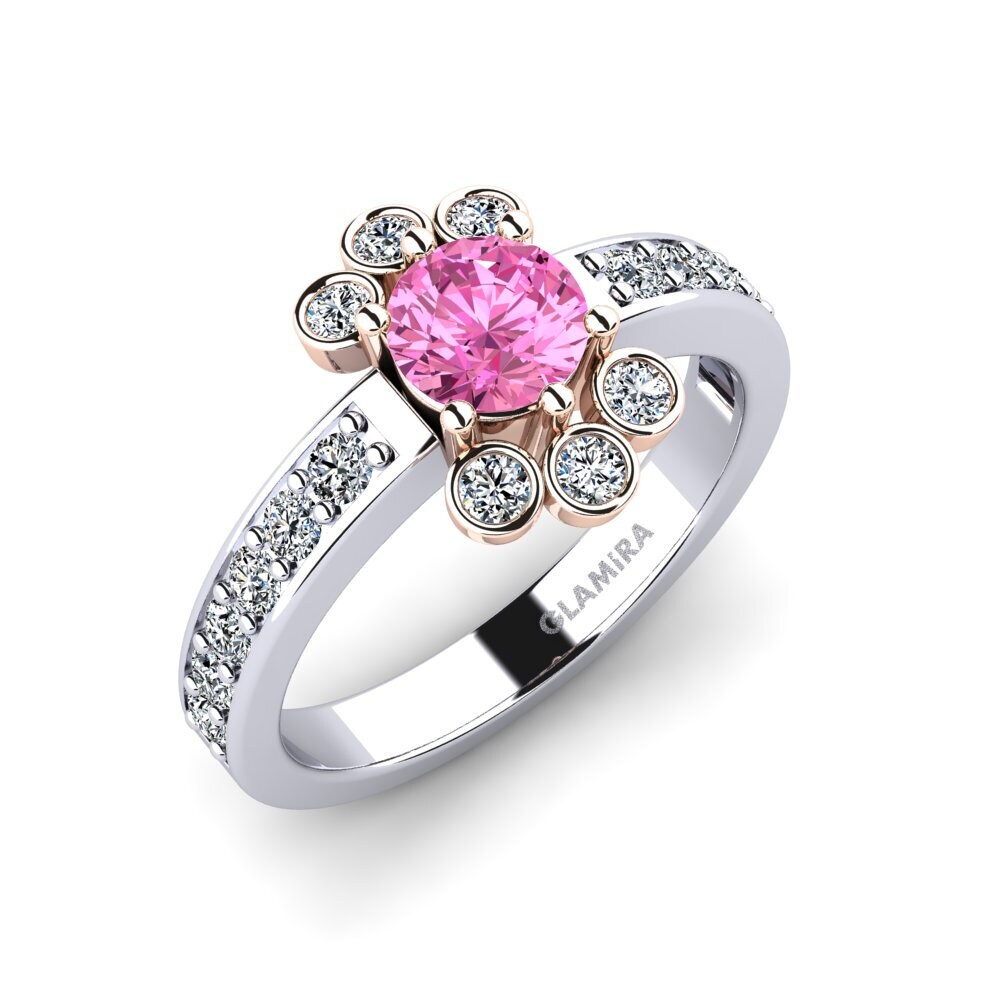 14ct White & Rose Gold Pink Topaz Engagement Ring Nebusa