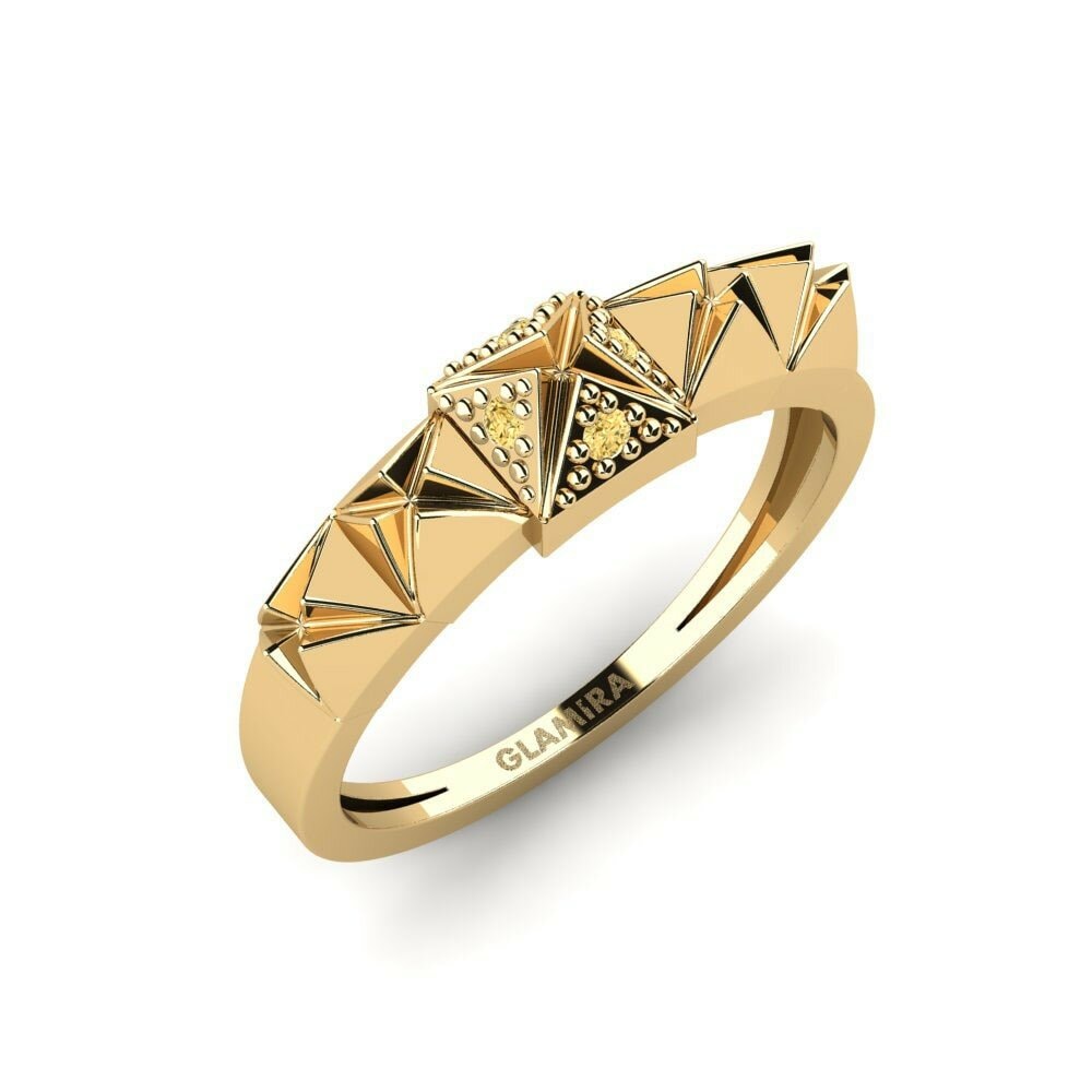Or Jaune 18k Diamant Jaune Bague Negyzet