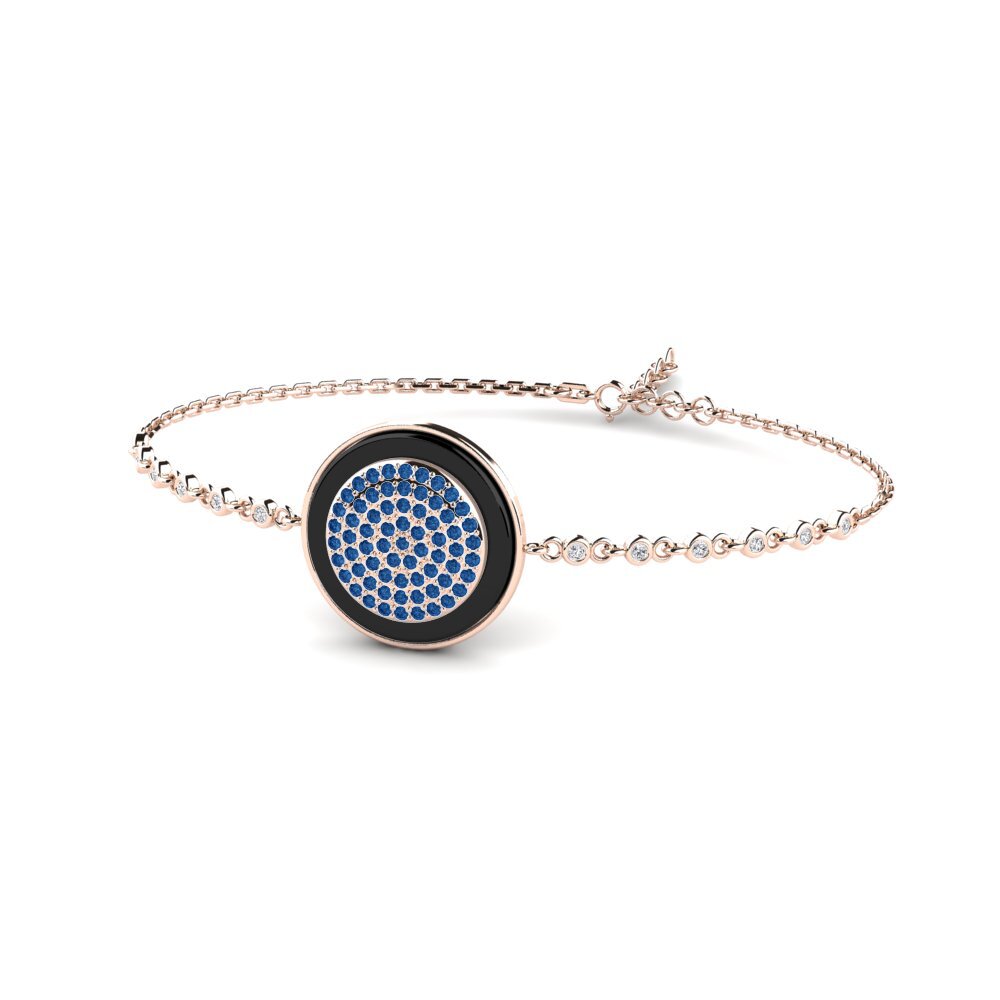 18k Oro Rosa Circonita Azul Oscuro Pulsera de Mujer Neher