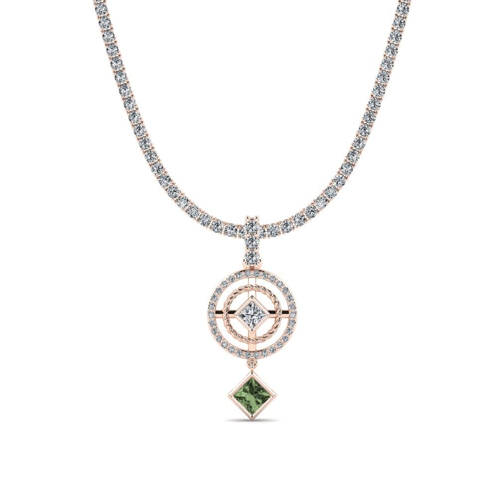 14k Oro Rosa Zafiro Verde Tennis Neicxe