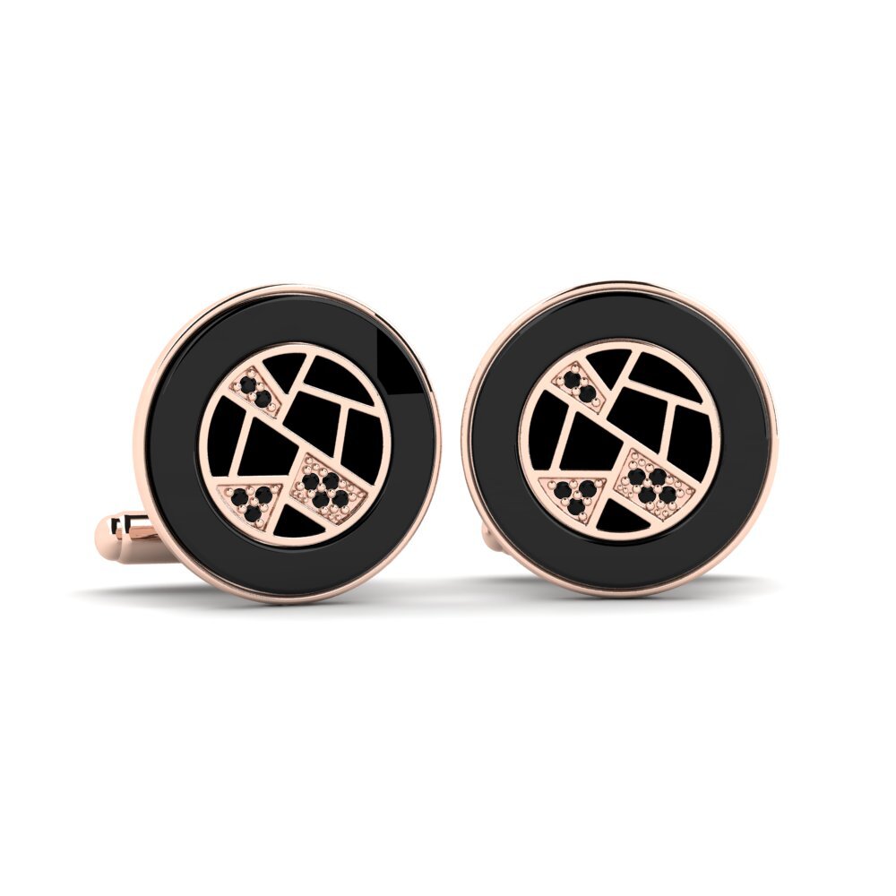 14ct Rose Gold Black Sapphire Cufflink Neider