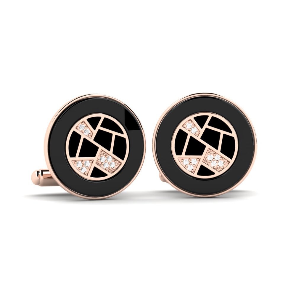 14ct Rose Gold White sapphire Cufflink Neider