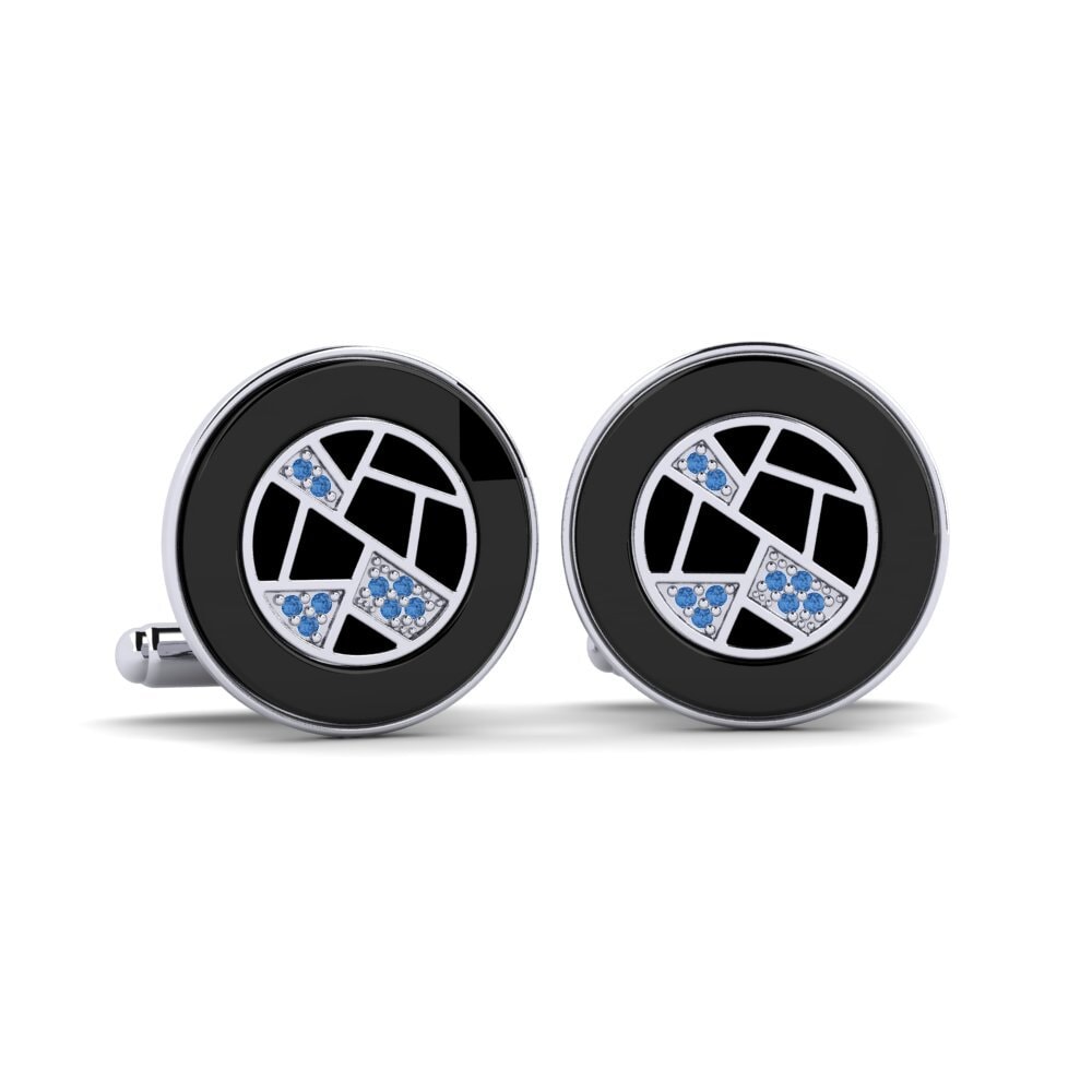 White Silver Dark Blue Zirconia Cufflink Neider