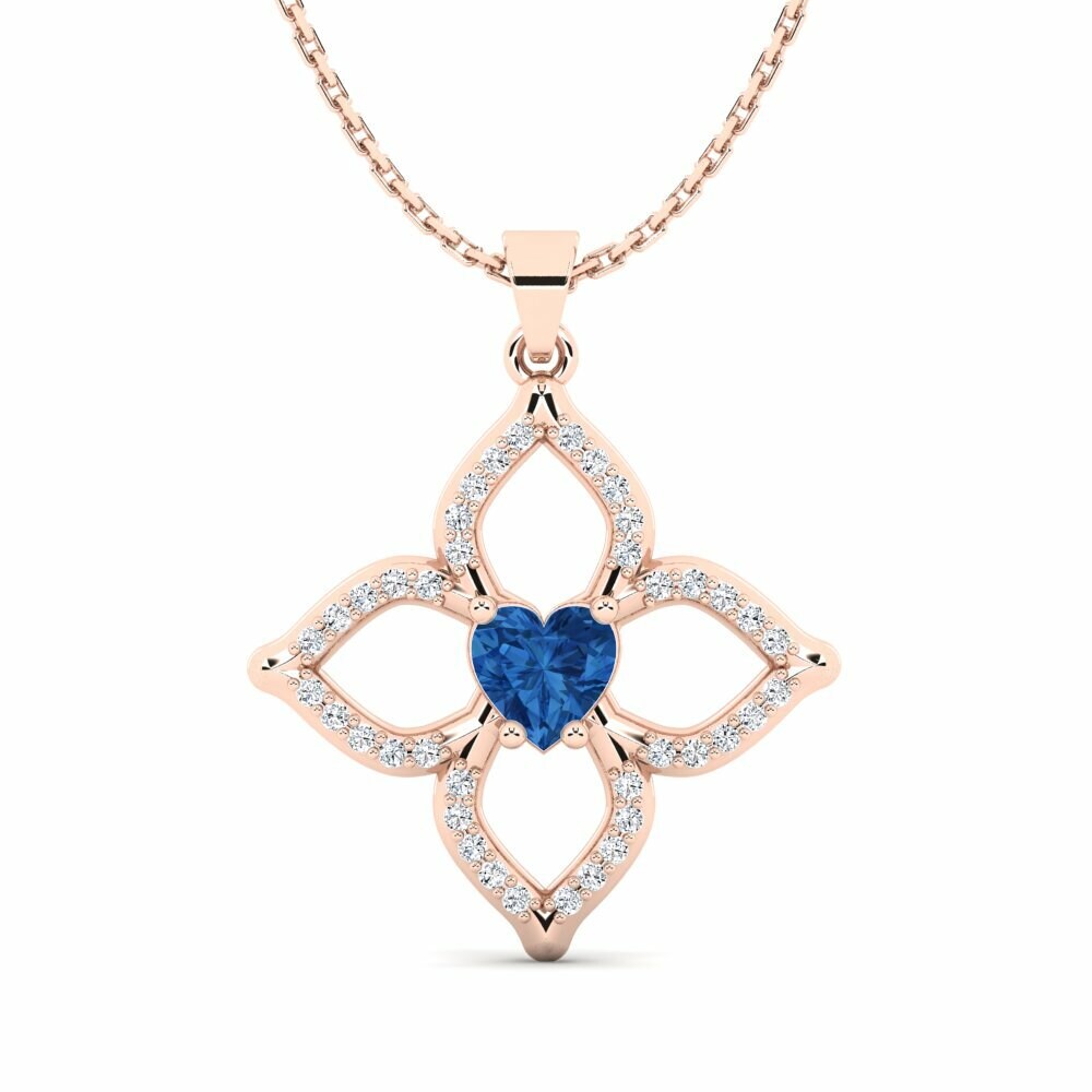 Vàng Hồng 9K Đá Zirconia Xanh Lam Mặt dây chuyền nữ Nekenzie