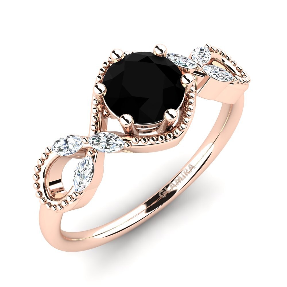 Oro Rosso 585 Diamante Nero Anello da donna Nelen
