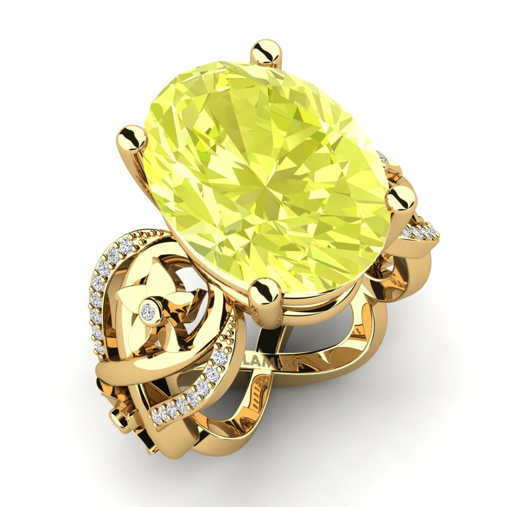 Or Jaune 14k Quartz Citron Bague Nella