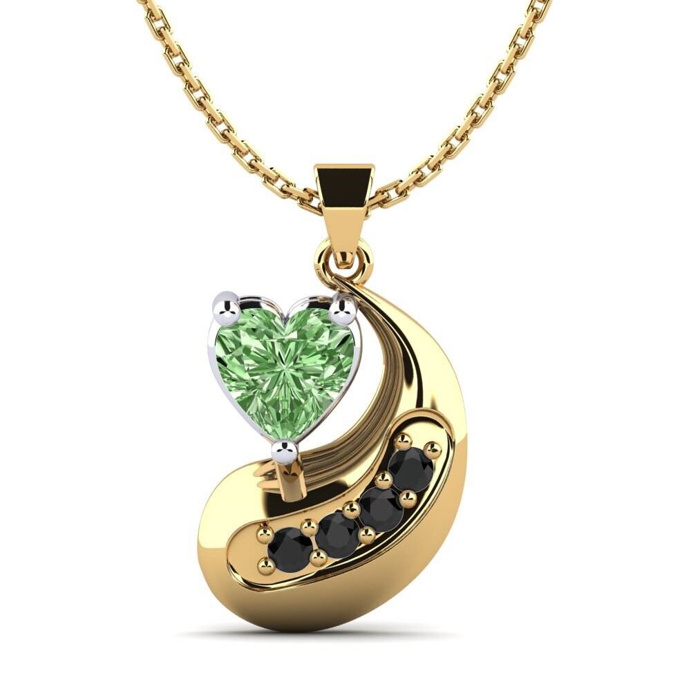 14k Oro Amarillo & Blanco Diamante Verde Colgante de Mujer Nellora