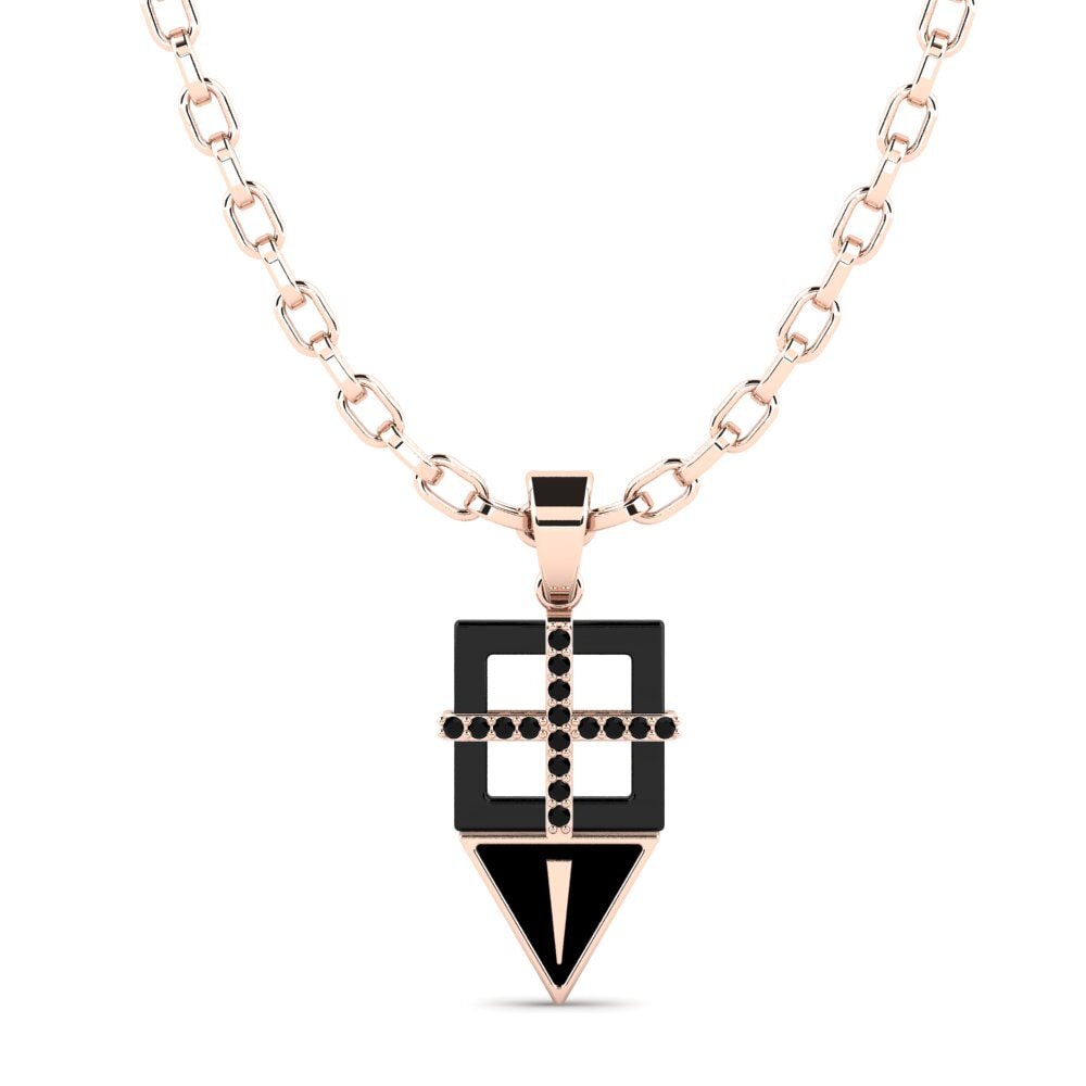 9k Oro Rosa Ónix Negro Colgante para hombre Neoma
