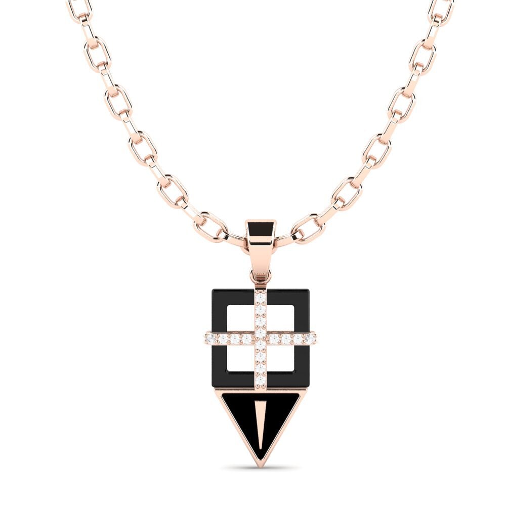 14ct Rose Gold White sapphire Men's Pendant Neoma