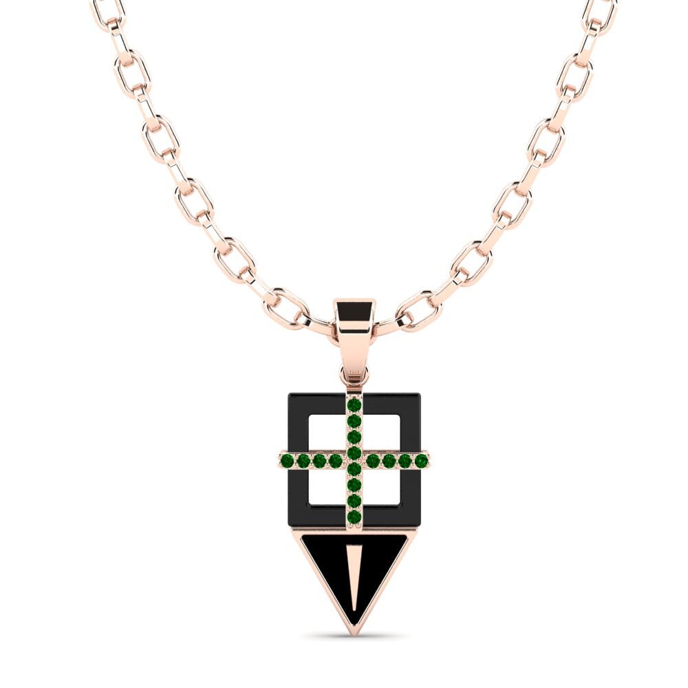 14ct Rose Gold Green Zirconia Men's Pendant Neoma