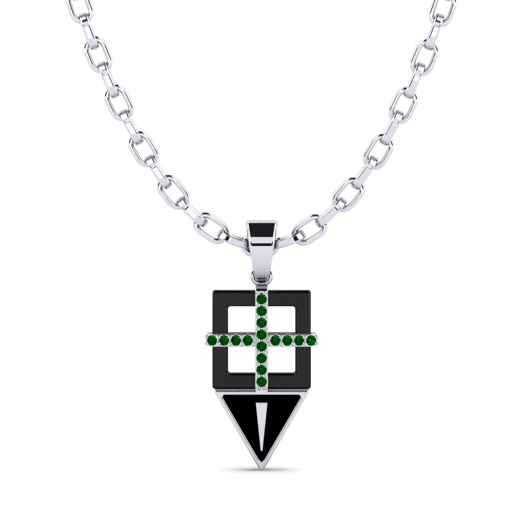 950 Platinum Green Zirconia Men's Pendant Neoma
