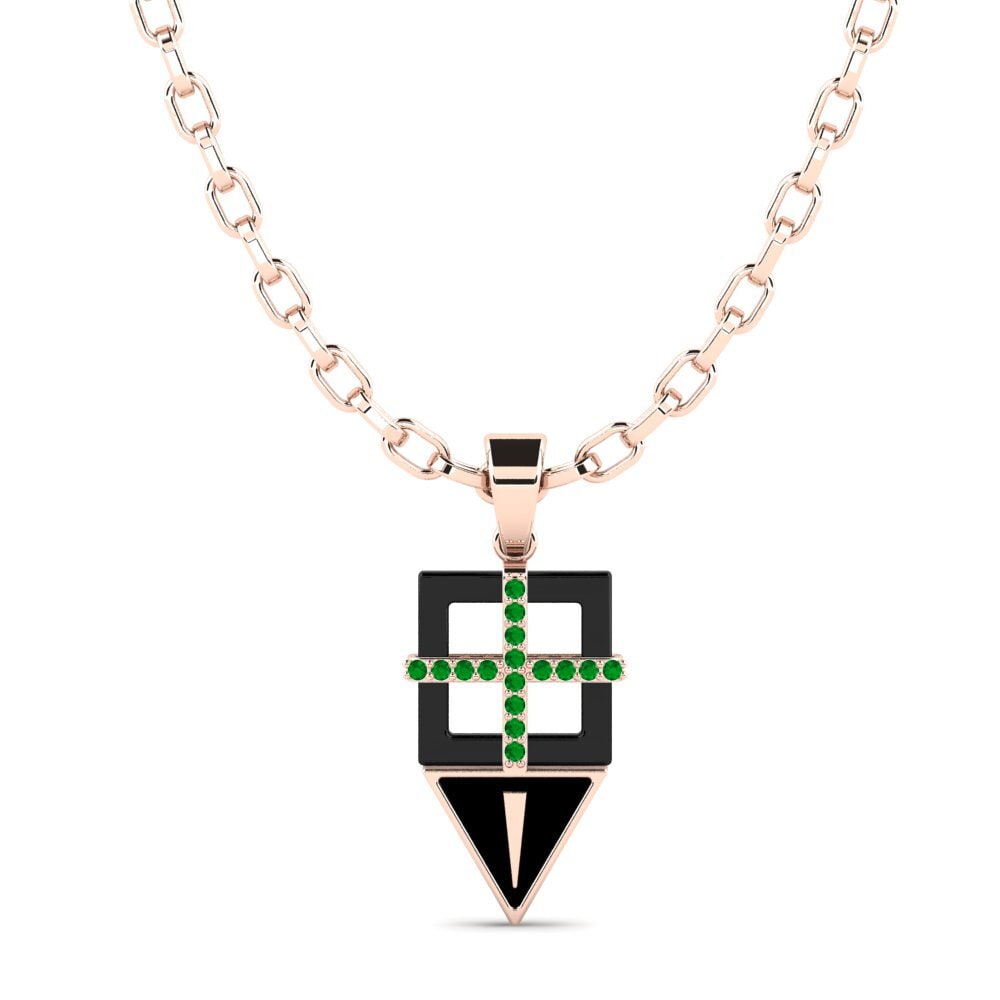 14ct Rose Gold Emerald Men's Pendant Neoma