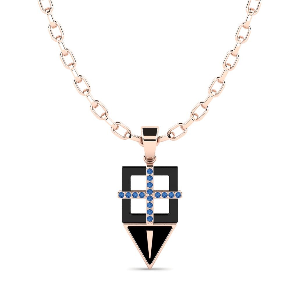 14K Rood Goud Donker Blauwe Zirkoon Heren hanger Neoma
