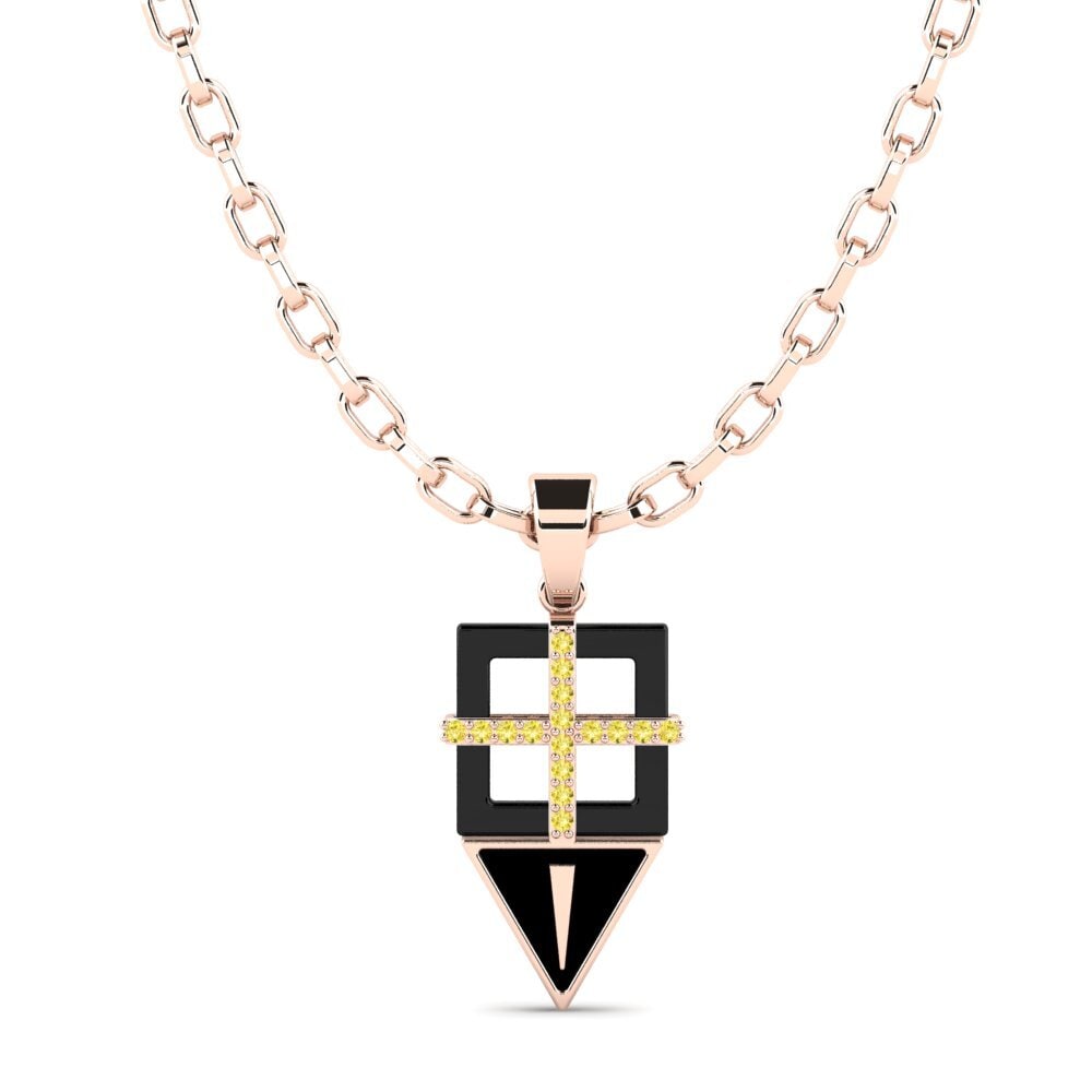 14ct Rose Gold Yellow Sapphire Men's Pendant Neoma