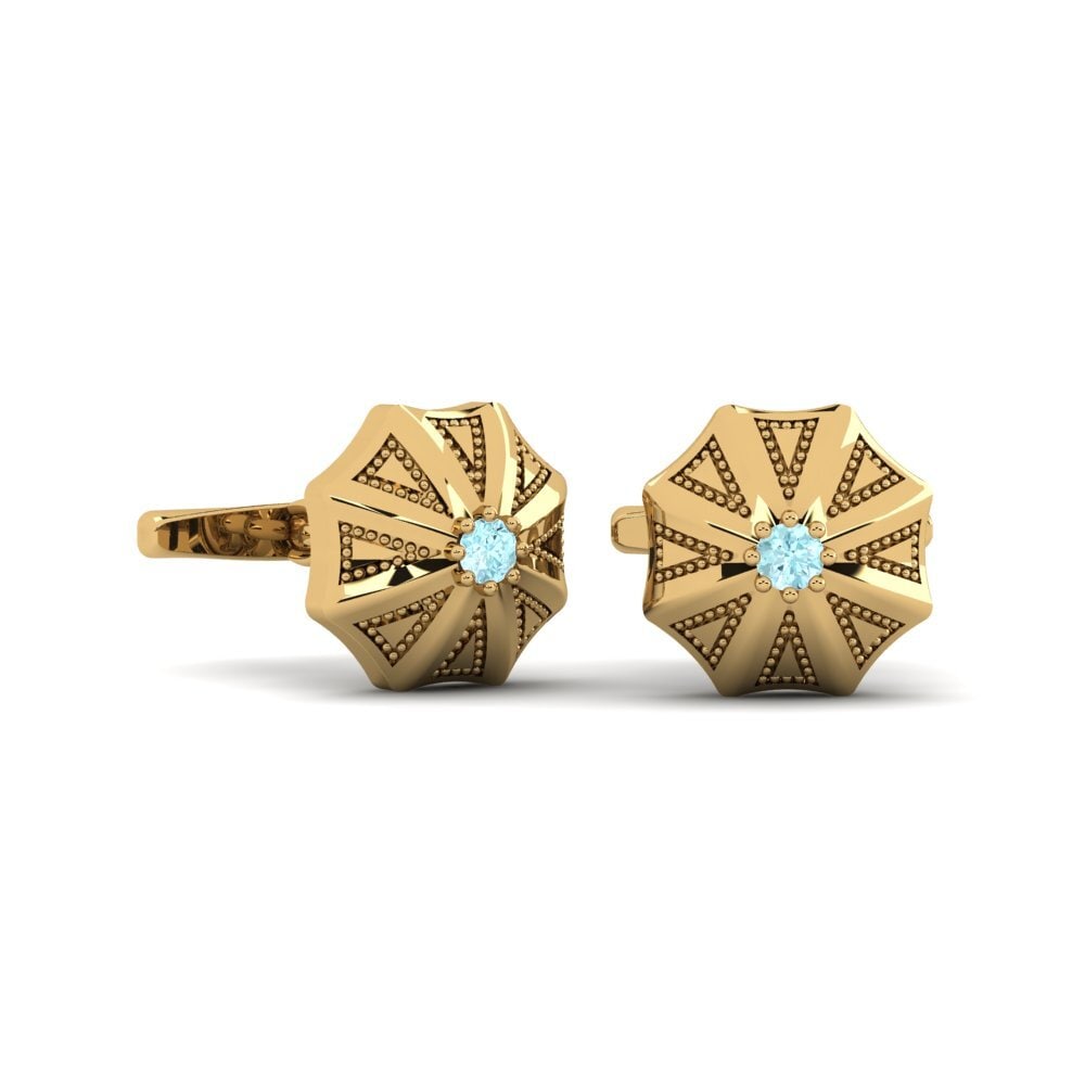 14ct Yellow Gold Aquamarine Cufflink Neomi