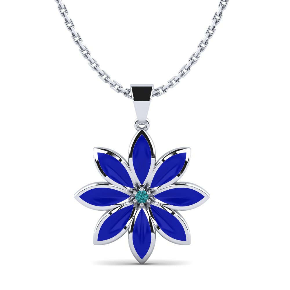 Flower Blue Diamond Necklaces