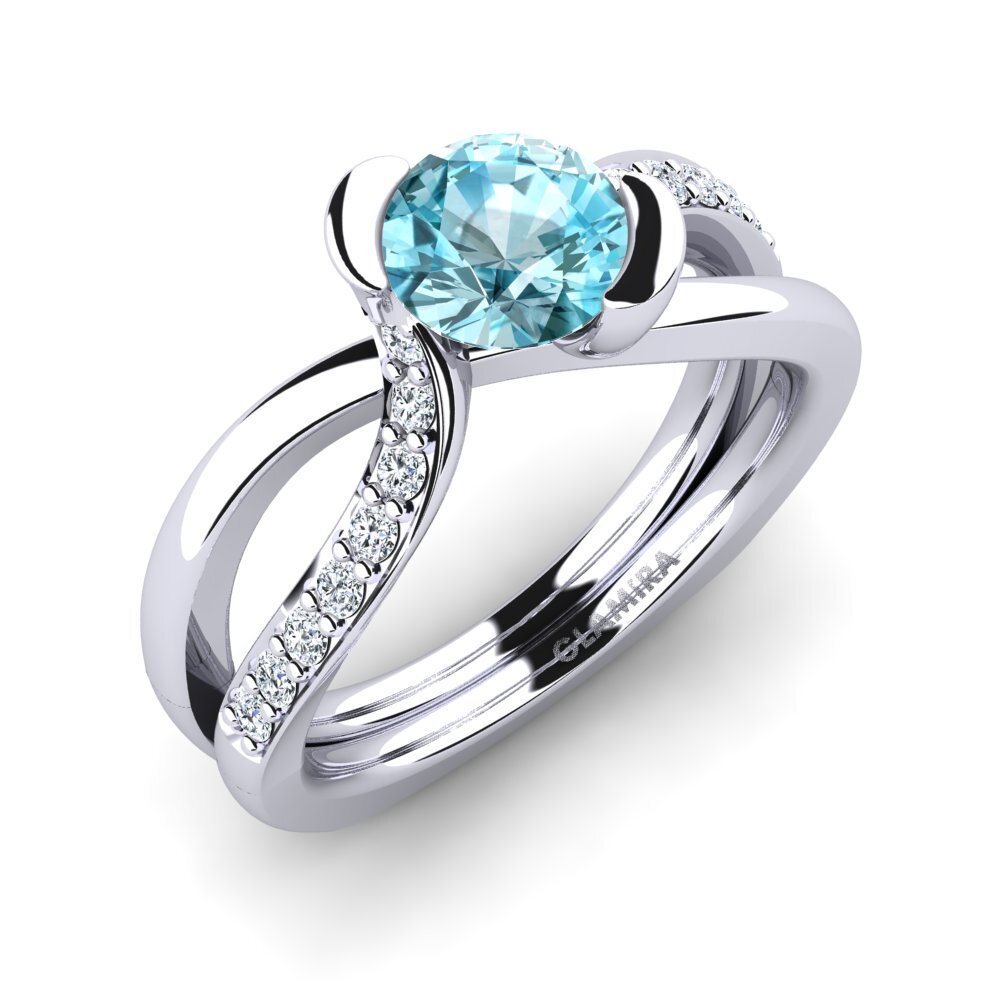Blue Zircon Engagement Ring Nery 0.8 crt