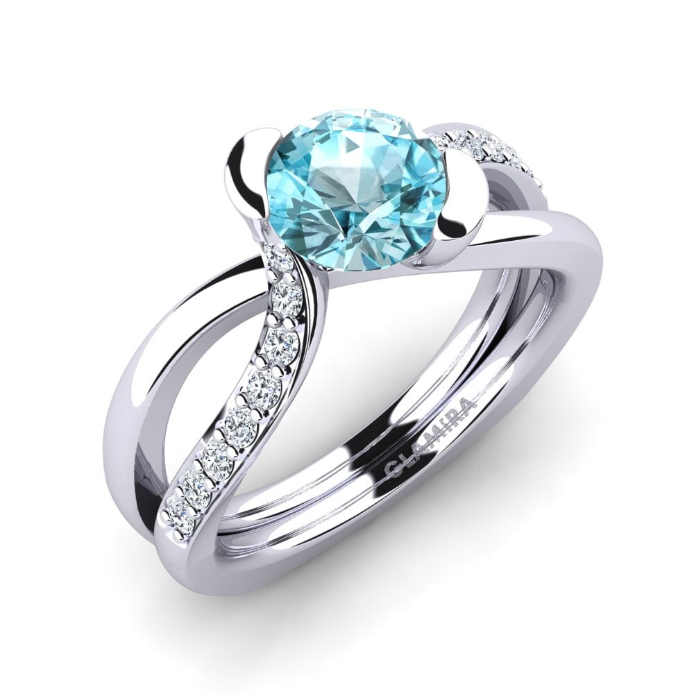Blue Zircon Engagement Ring Nery 1.0 crt