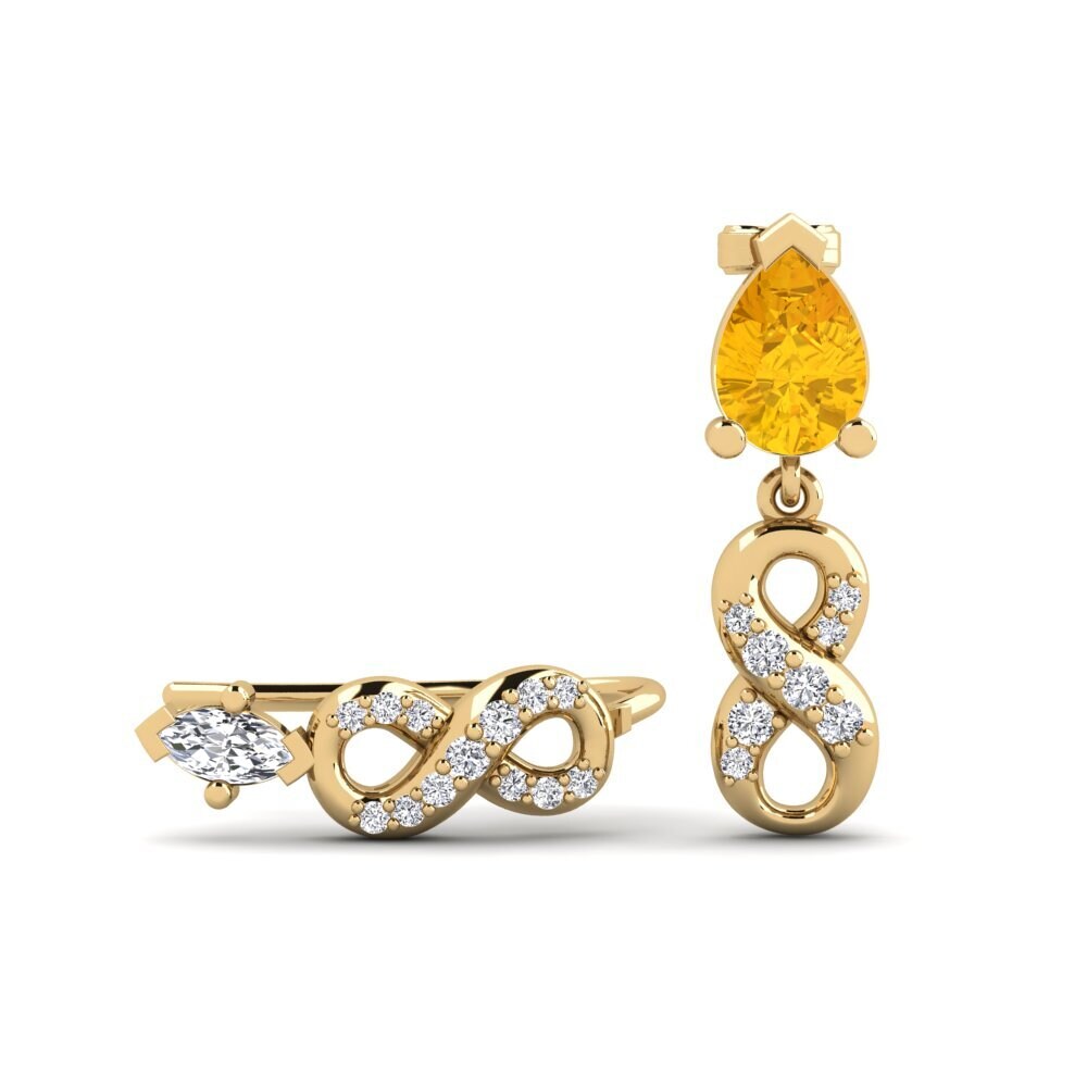 9ct Yellow Gold Citrine Women's Earring Nestlove Set