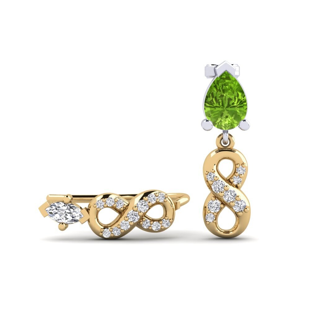 9ct Yellow & White Gold Peridot Women's Earring Nestlove Set