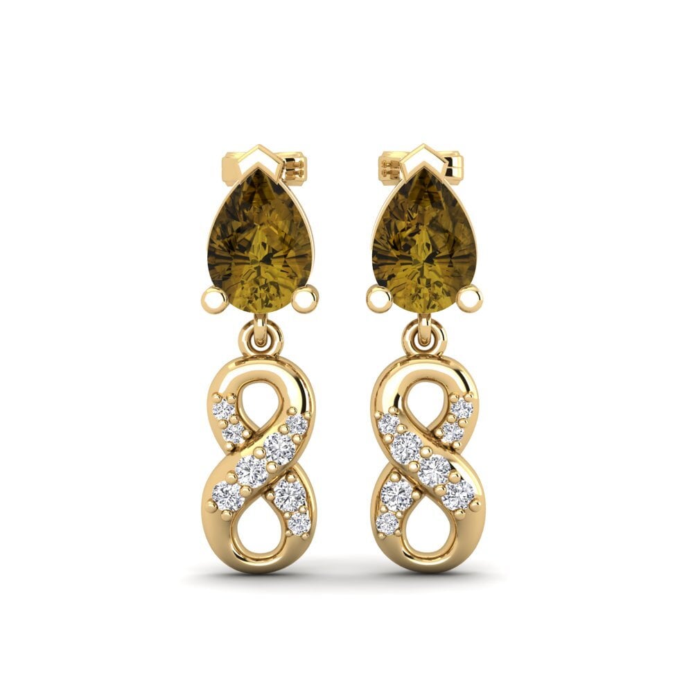 18ct Yellow Gold Brown Zircon Women's Earring Nestlove B