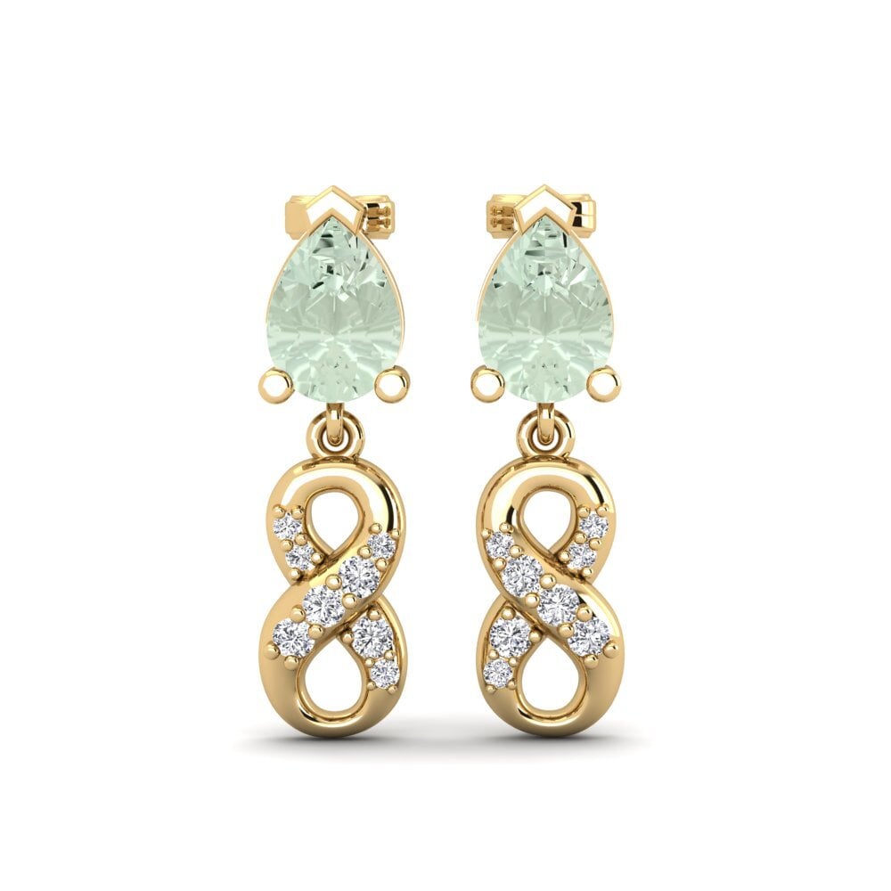 18ct Yellow Gold Green Amethyst Women's Earring Nestlove B