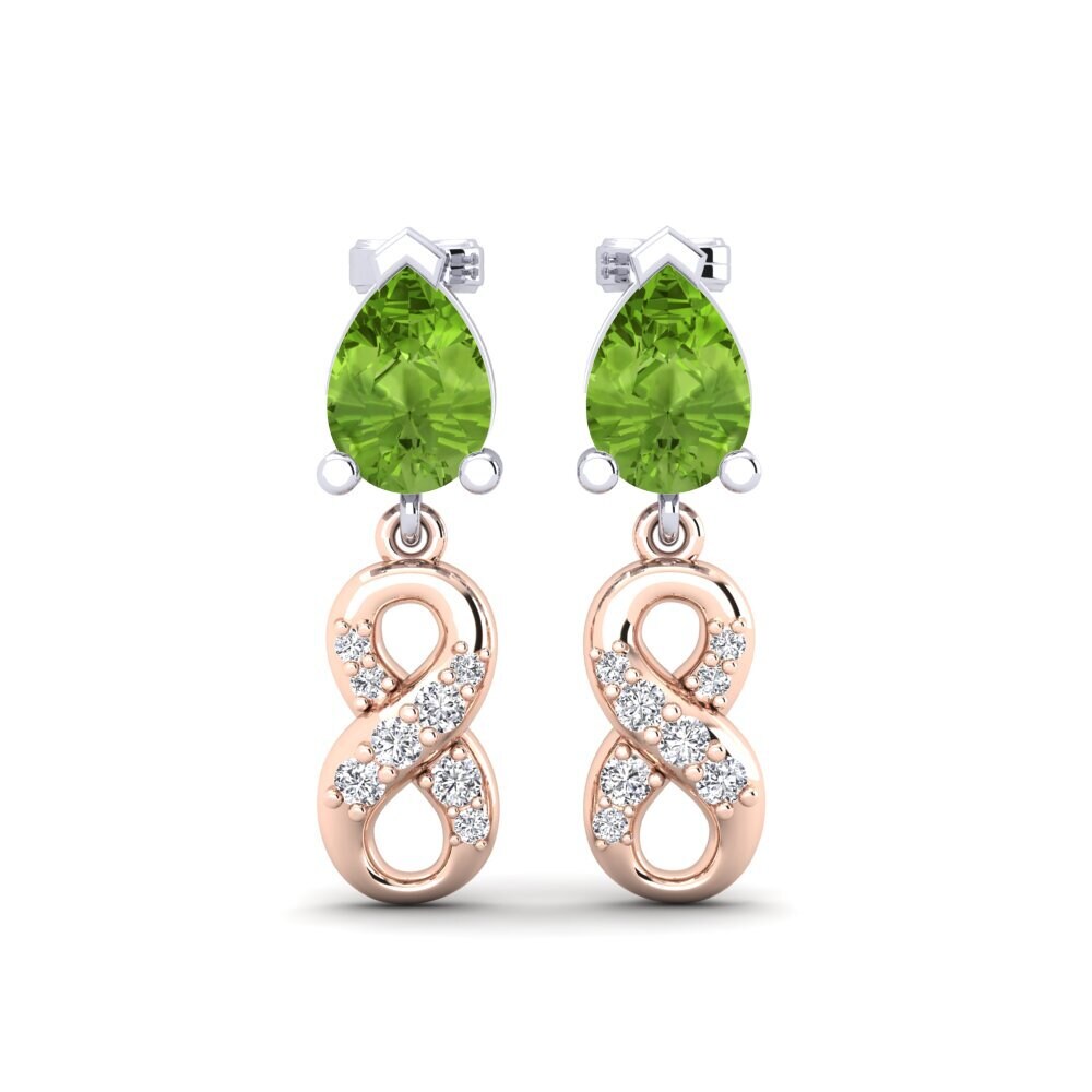 9ct Rose & White Gold Peridot Women's Earring Nestlove B