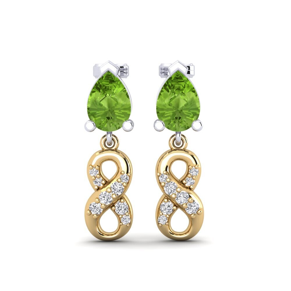 9ct Yellow & White Gold Peridot Women's Earring Nestlove B
