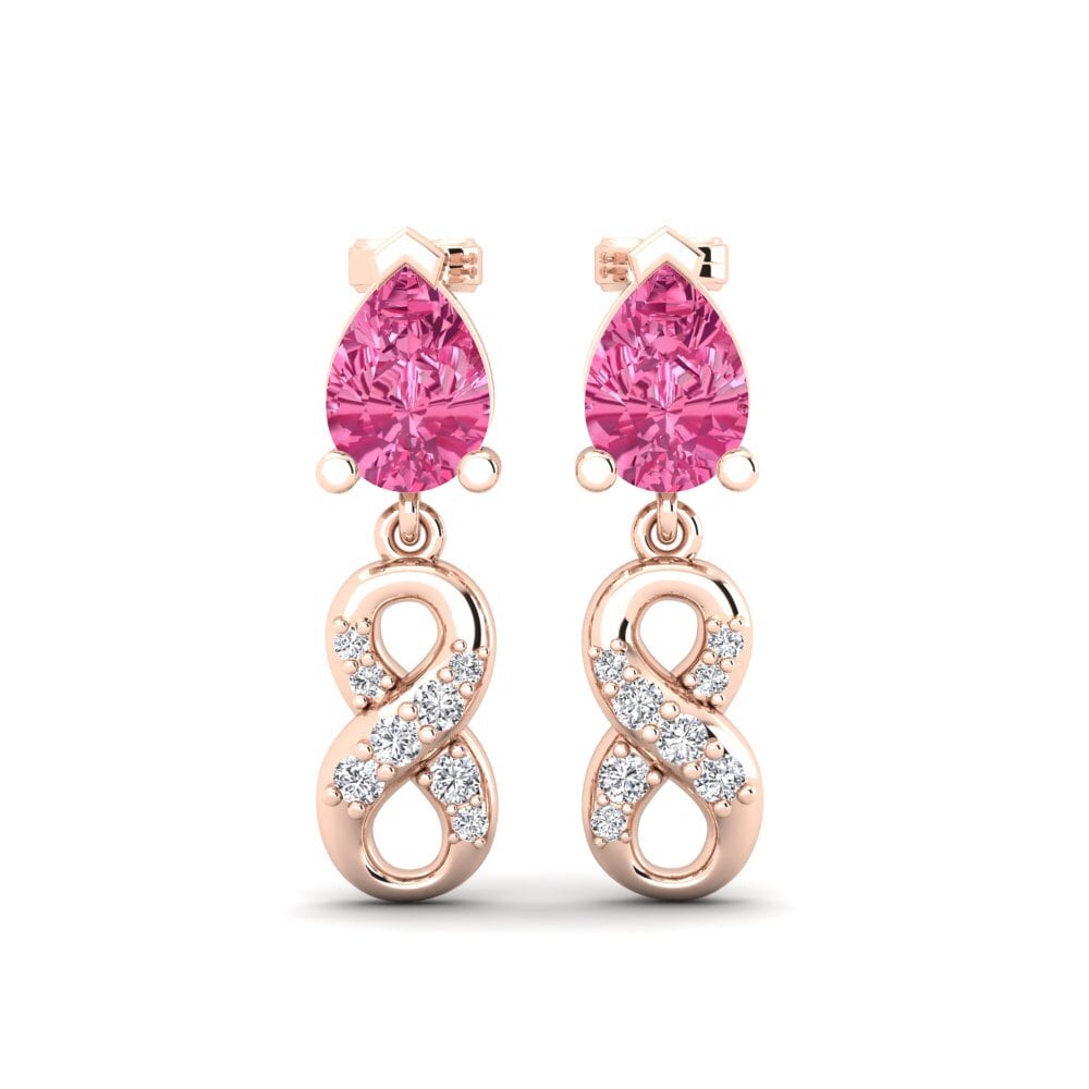 9ct Rose Gold Pink Tourmaline Women's Earring Nestlove B