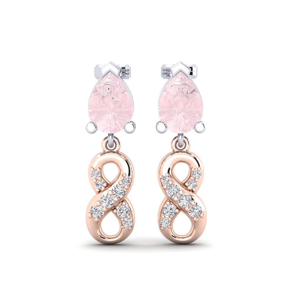 9ct Rose & White Gold Rose Quartz Women's Earring Nestlove B