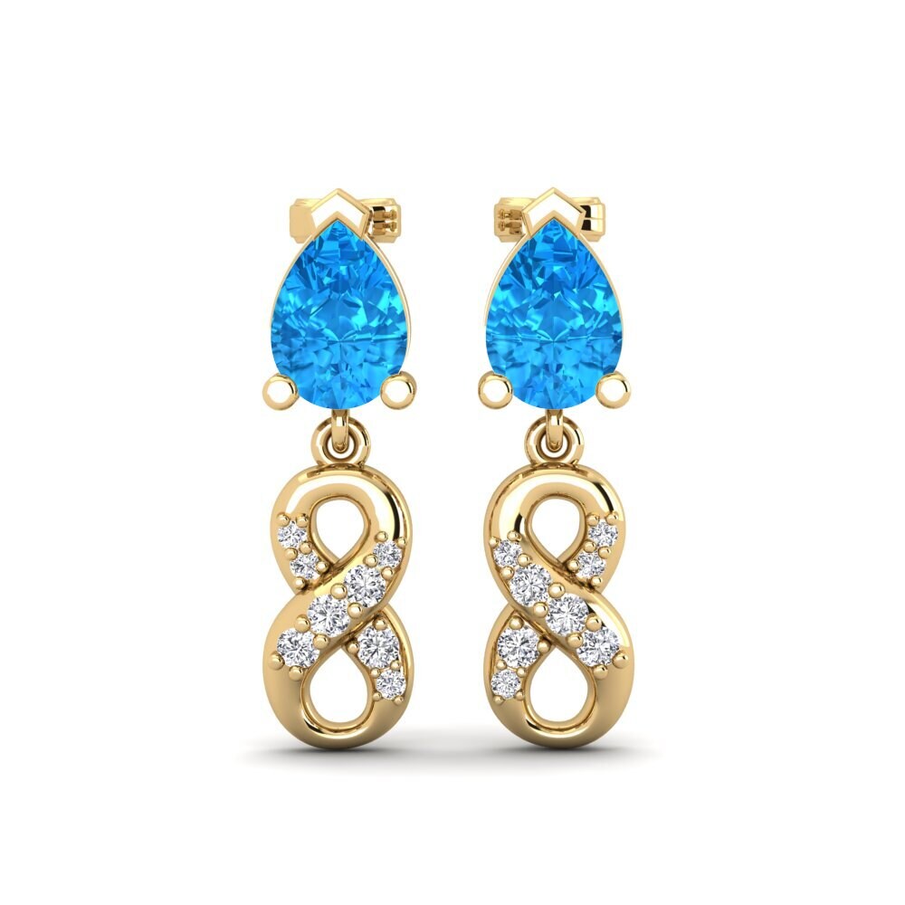9ct Yellow Gold Blue Topaz Women's Earring Nestlove B