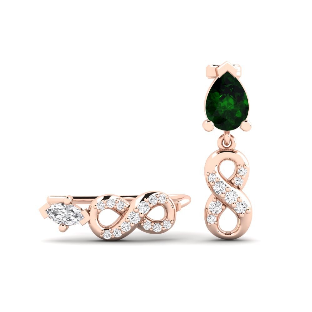 Climber Green Tourmaline 14ct Rose Gold Earrings