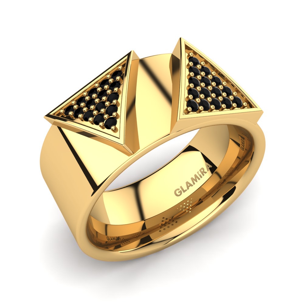 18ct Yellow Gold Black Sapphire Men's Ring Nesto