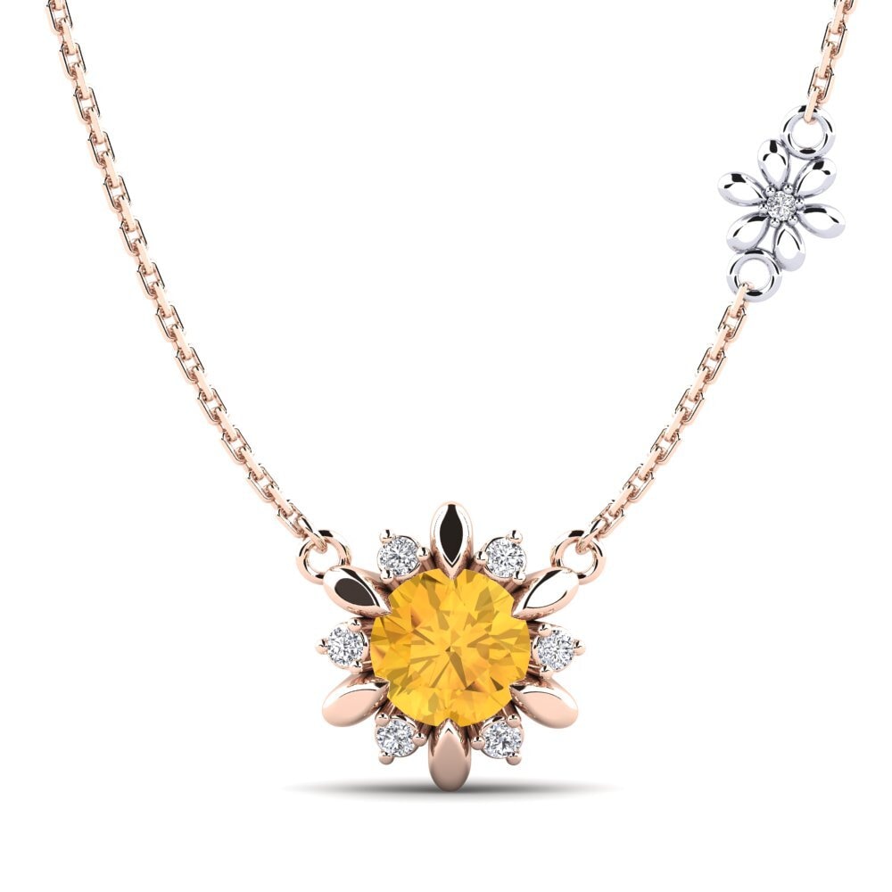 9k Rose & White Gold Citrine Women's Necklace Neta