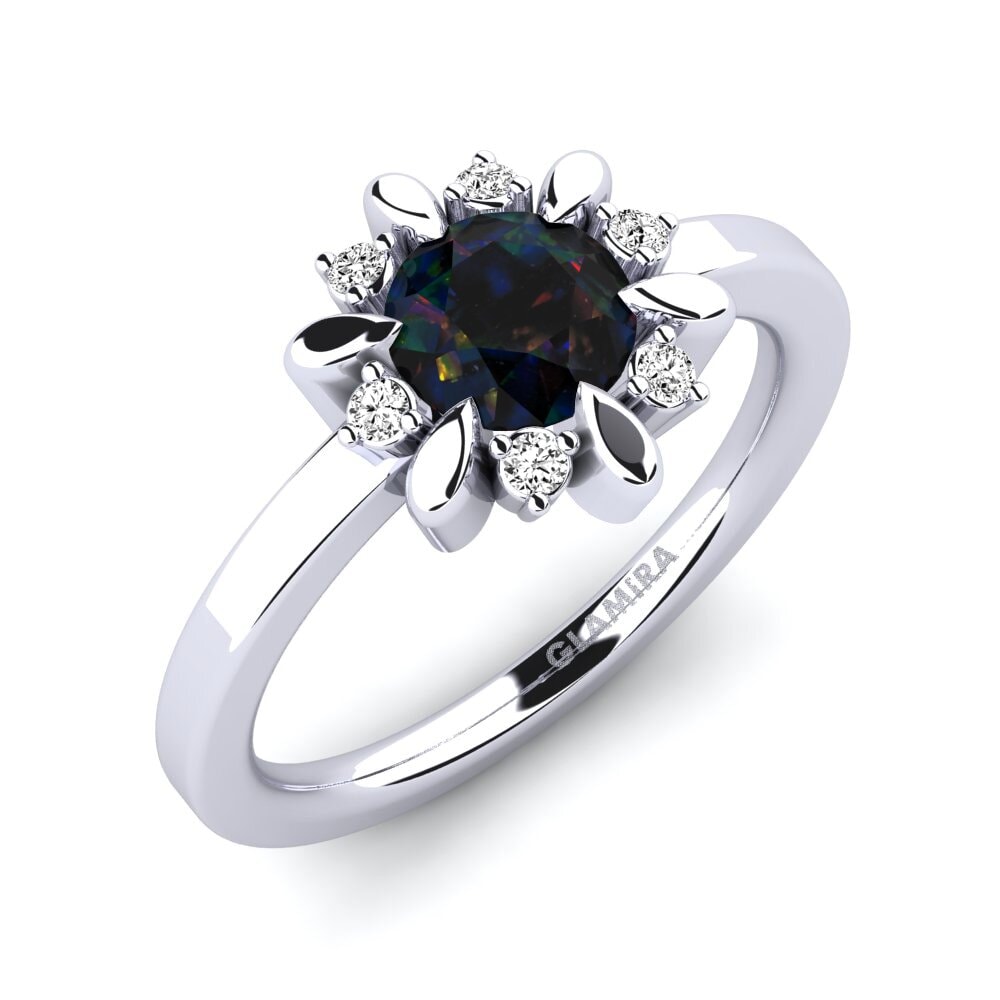 Rund Schwarzer Opal Verlobungsringe Neta