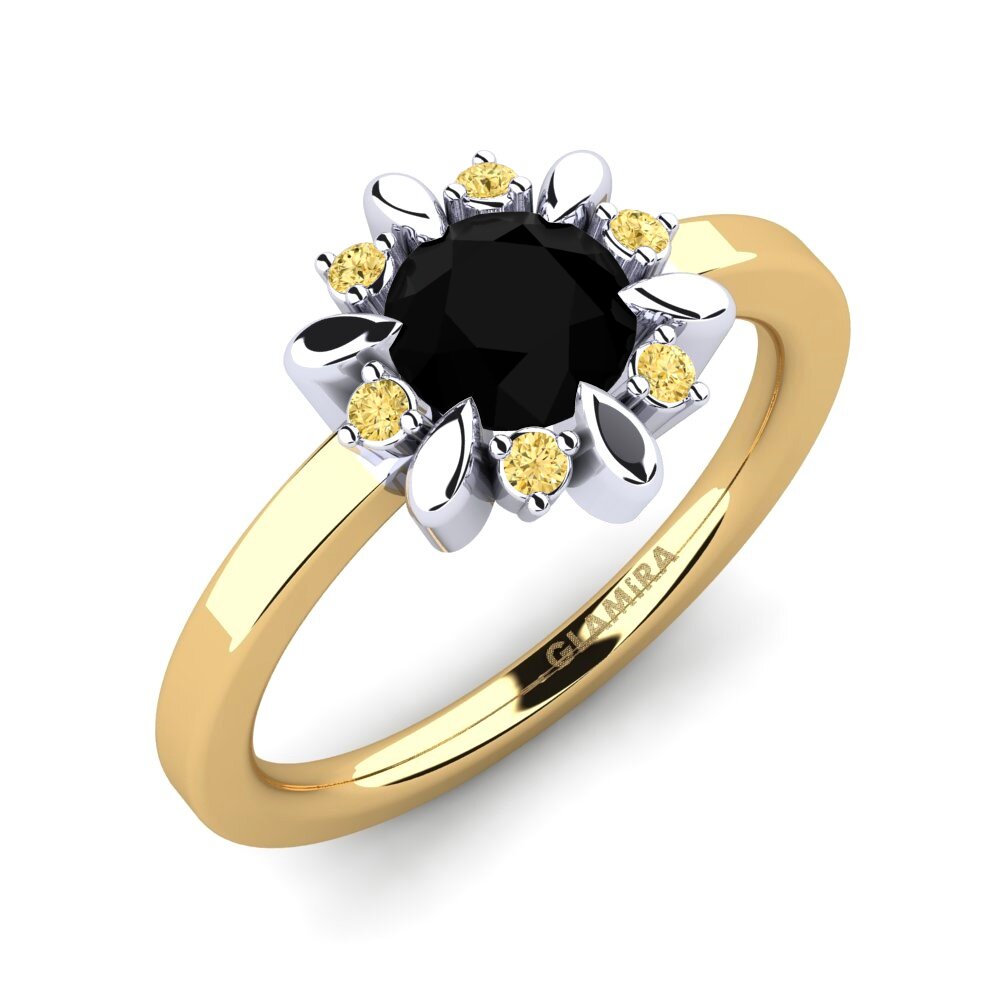 14k Oro Amarillo/Blanco Anillo de compromiso Neta