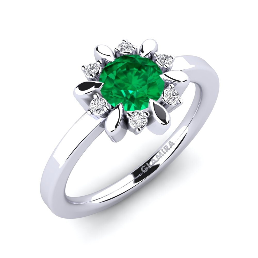 Esmeralda (creada en laboratorio) Anillo de compromiso Neta