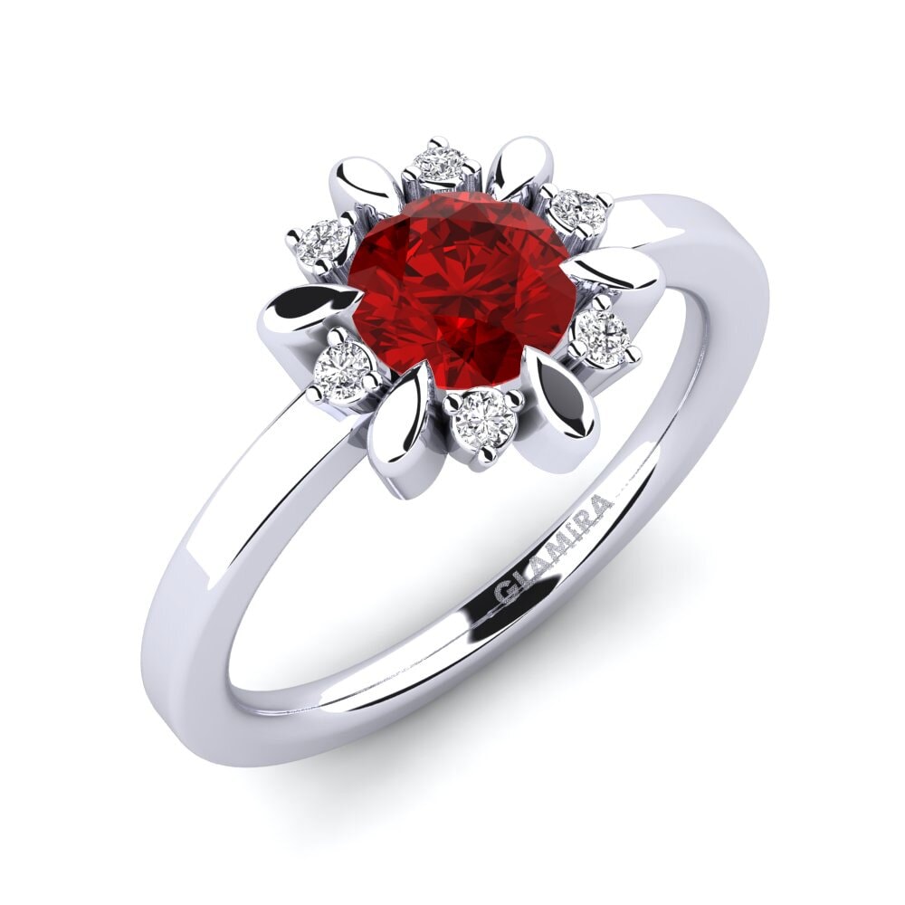 Rubí (Creado en laboratorio) Anillo de compromiso Neta