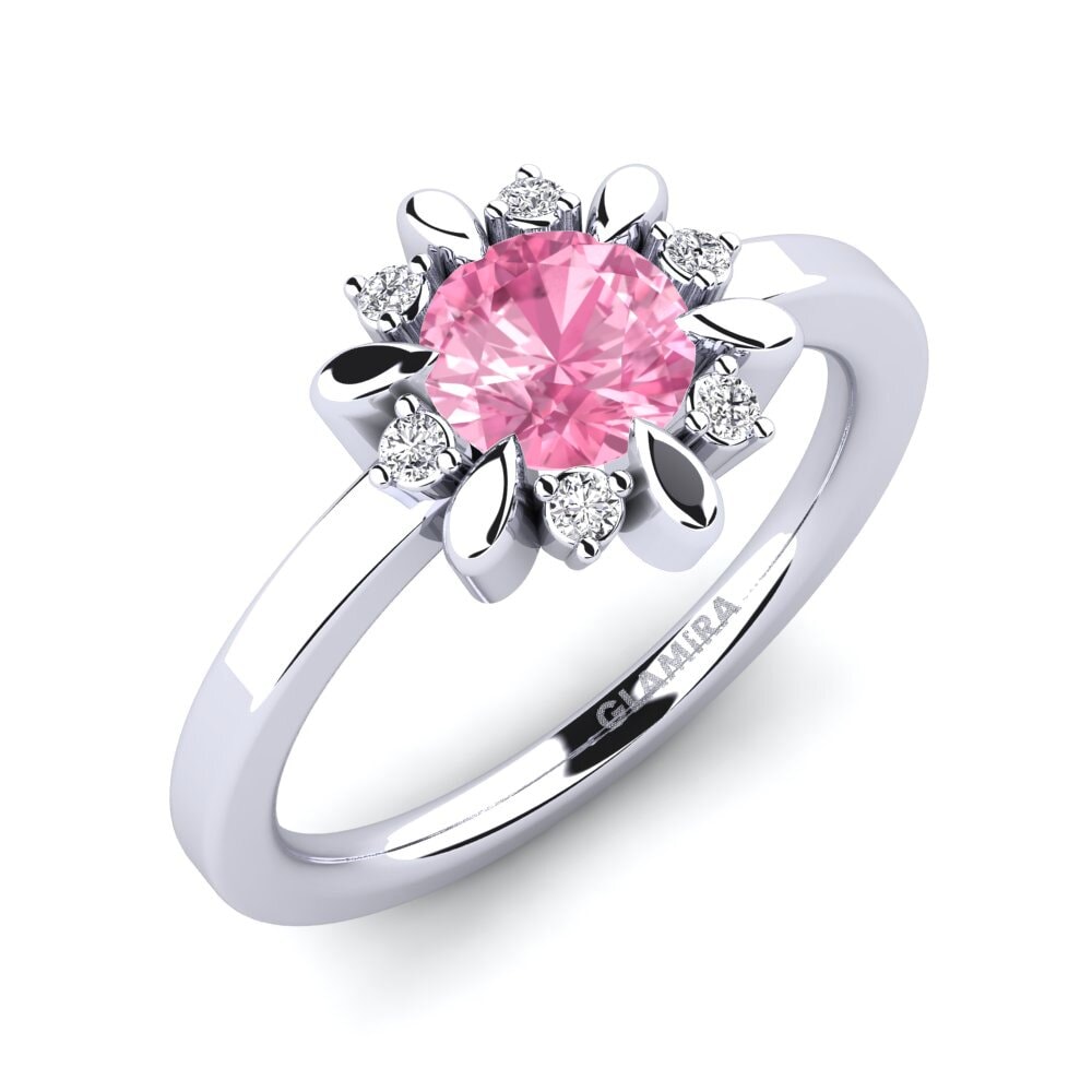 Platino 950 Zafiro Rosado Anillo de compromiso Neta