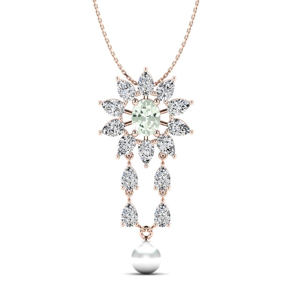 18ct Rose Gold Green Amethyst Women's Pendant Netassa