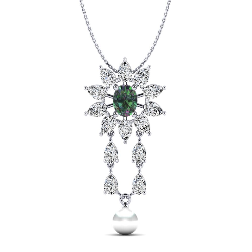 14ct White Gold Mystic Topaz Women's Pendant Netassa