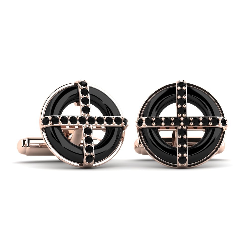 14ct Rose Gold Black Sapphire Cufflink Nethery