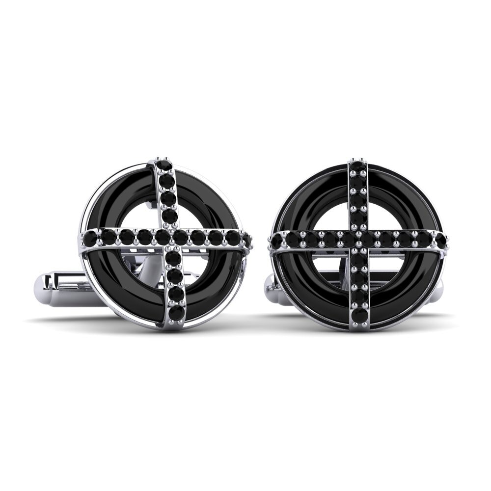 950 Platinum Black Sapphire Cufflink Nethery