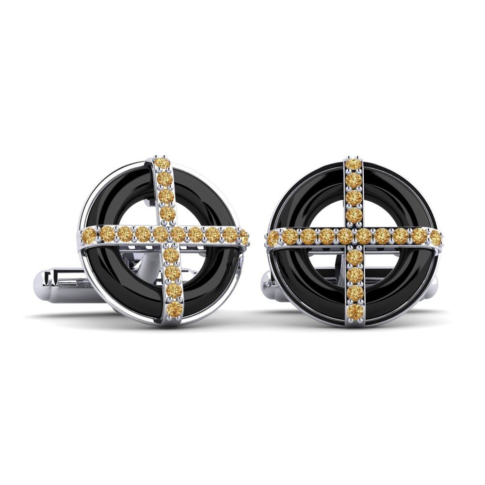 950 Palladium Brown Diamond Cufflink Nethery