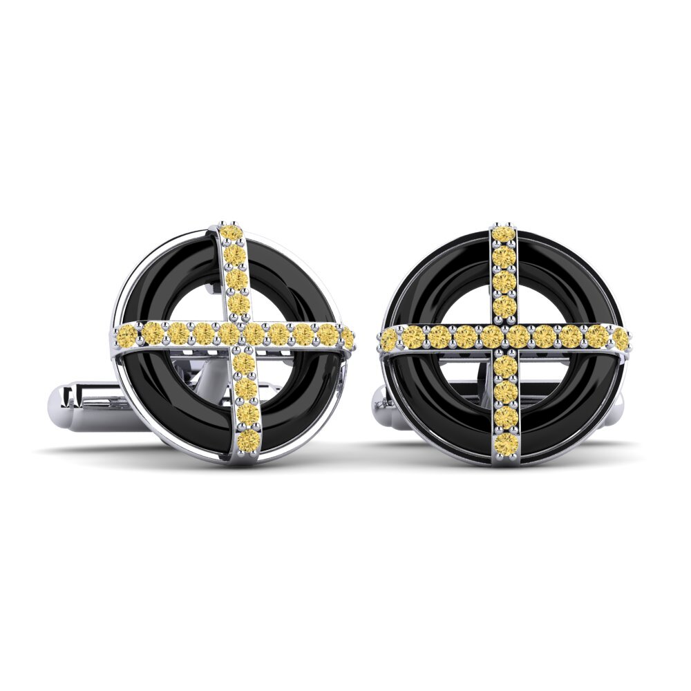 950 Palladium Yellow Diamond Cufflink Nethery